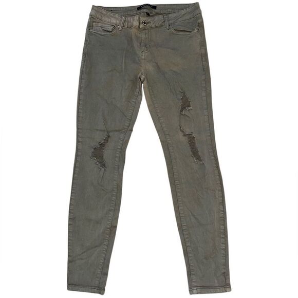 Angel Kiss Green Distressed Skinny Jeans Size 9 - Picture 1 of 7